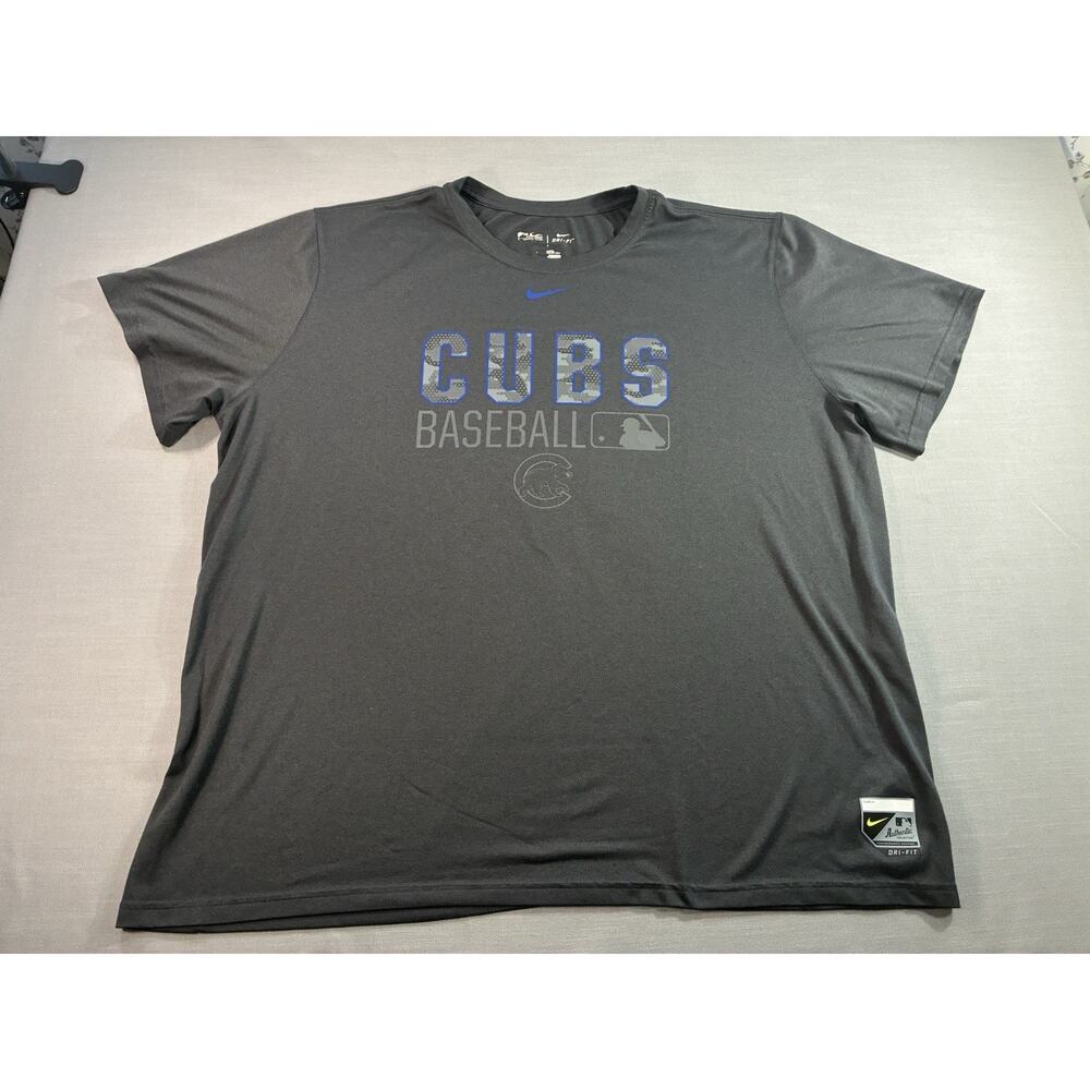 Nike Chicago Cubs Dri-Fit T-Shirt Mens XXL Gray MLB Baseball Graphic Tee